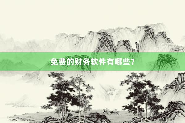 免费的财务软件有哪些？
